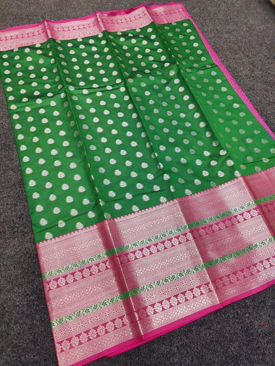 Kanjivaram saree of PURE Traditional round Smart Contrast border 15564N-1 - Griiham