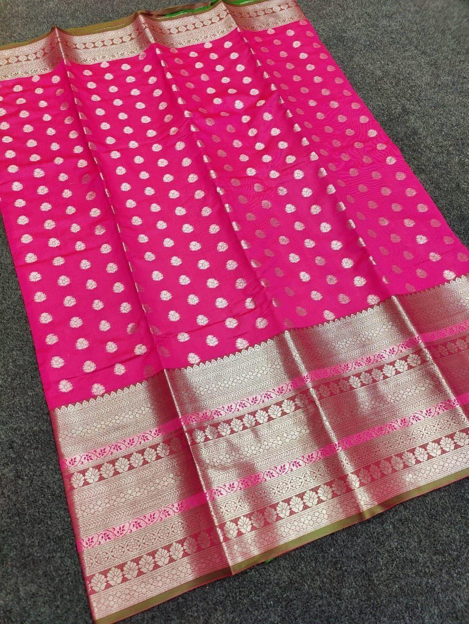 Kanjivaram saree of PURE Traditional round Smart Contrast border 15564N-1 - Griiham