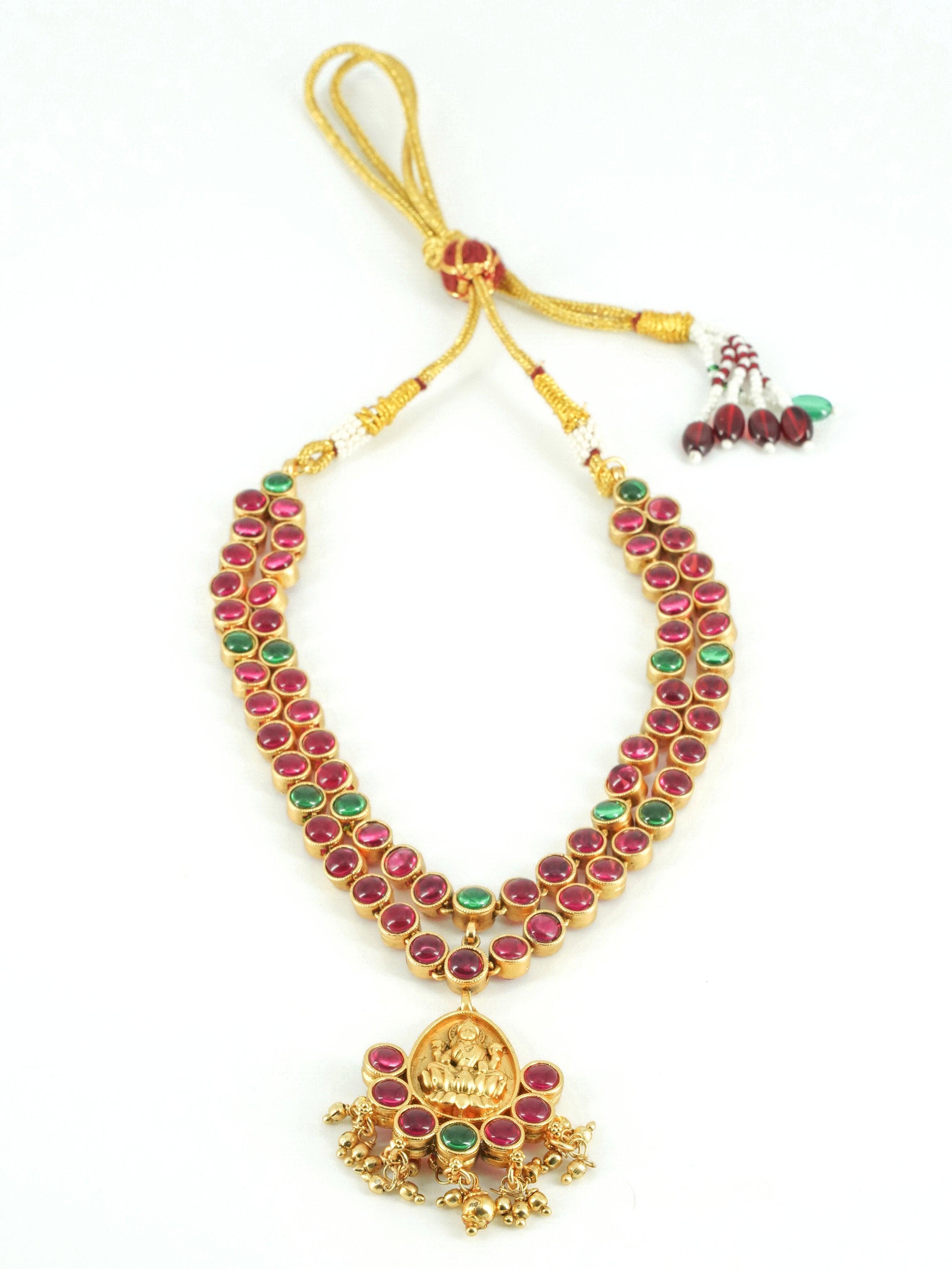 Latest Trending Design Kemp Green/Red Reversible necklace 9362N - Griiham