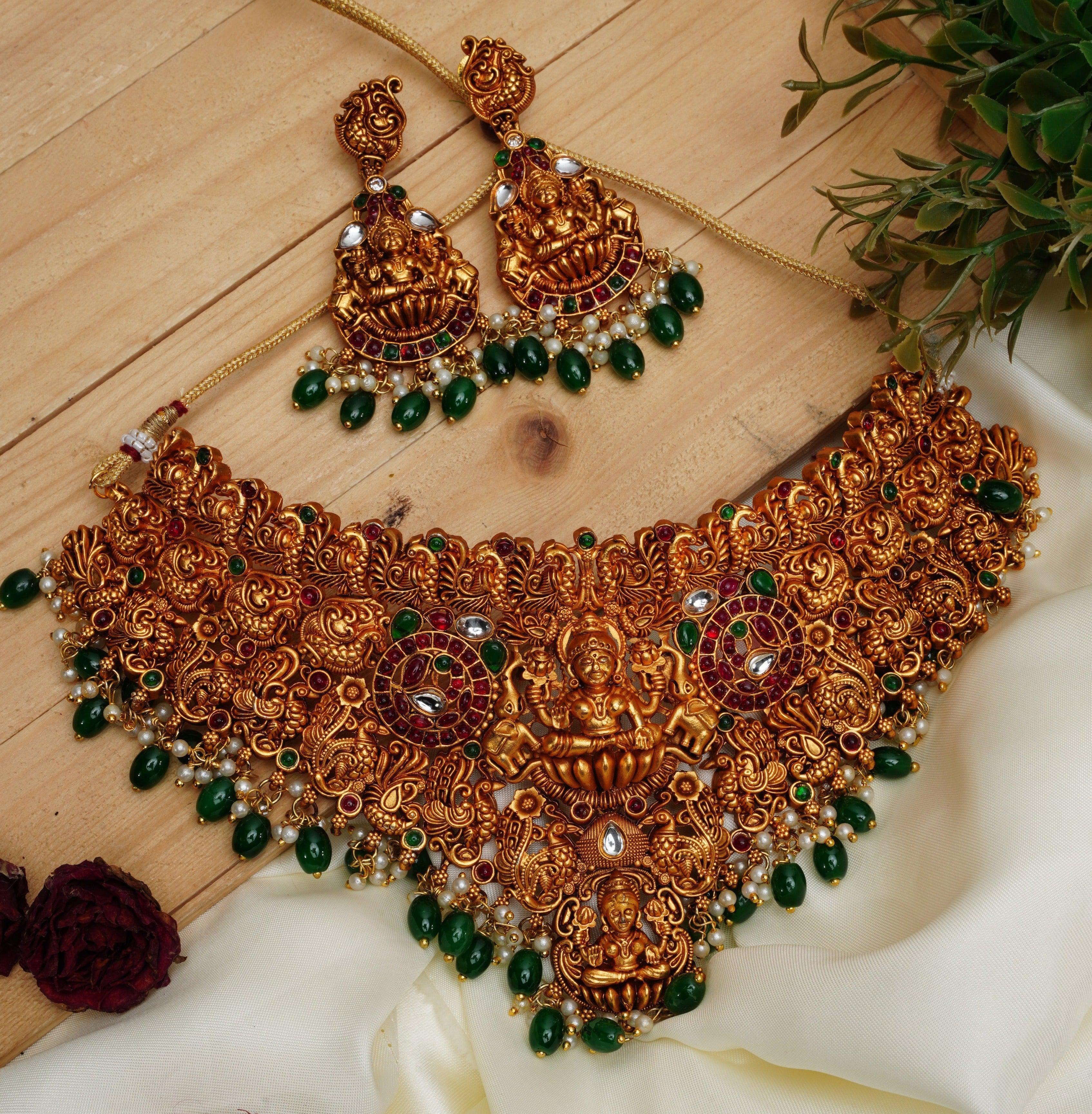 Laxmi Broad choker necklace set 8134N - Griiham