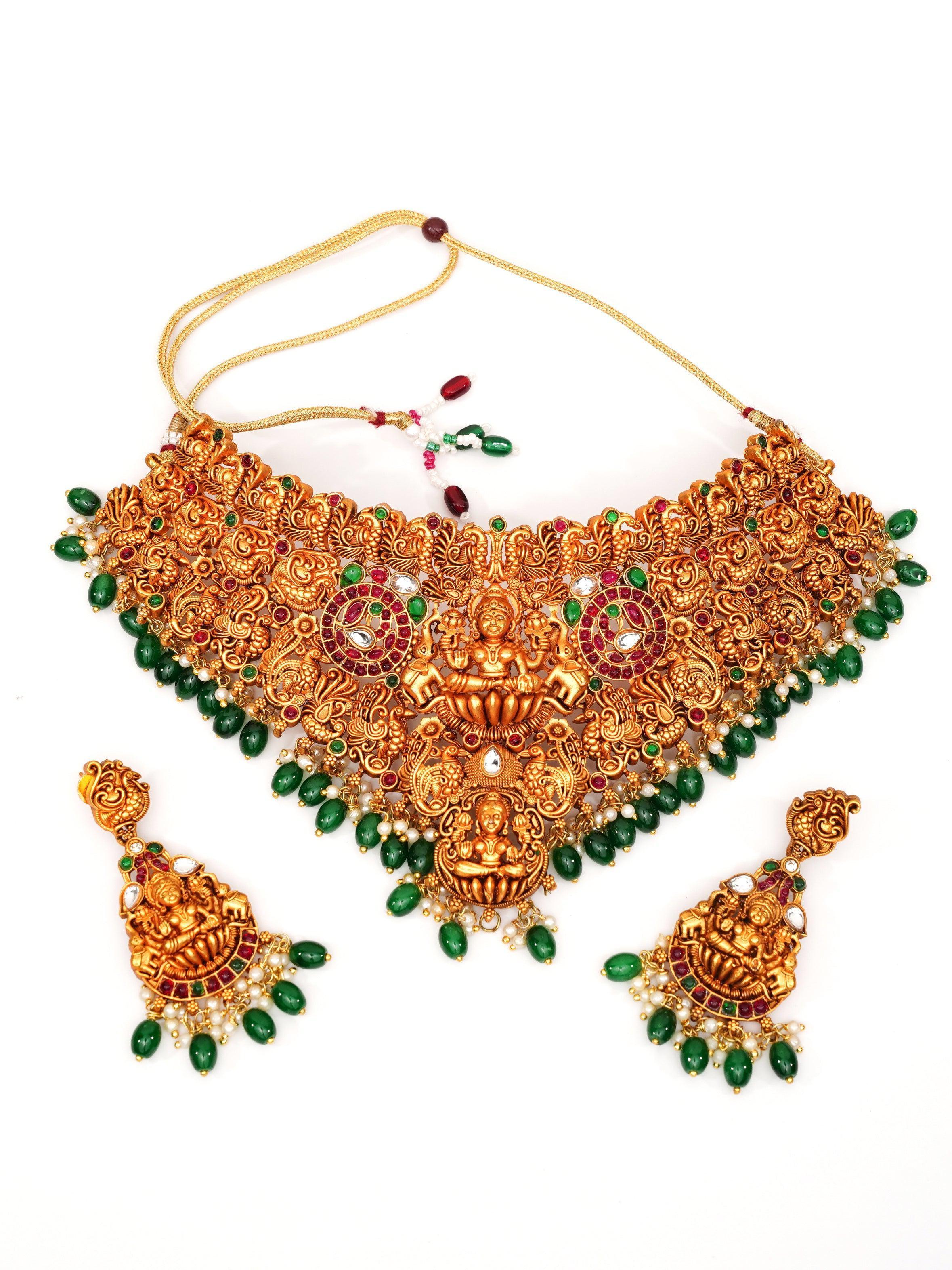 Laxmi Broad choker necklace set 8134N - Griiham