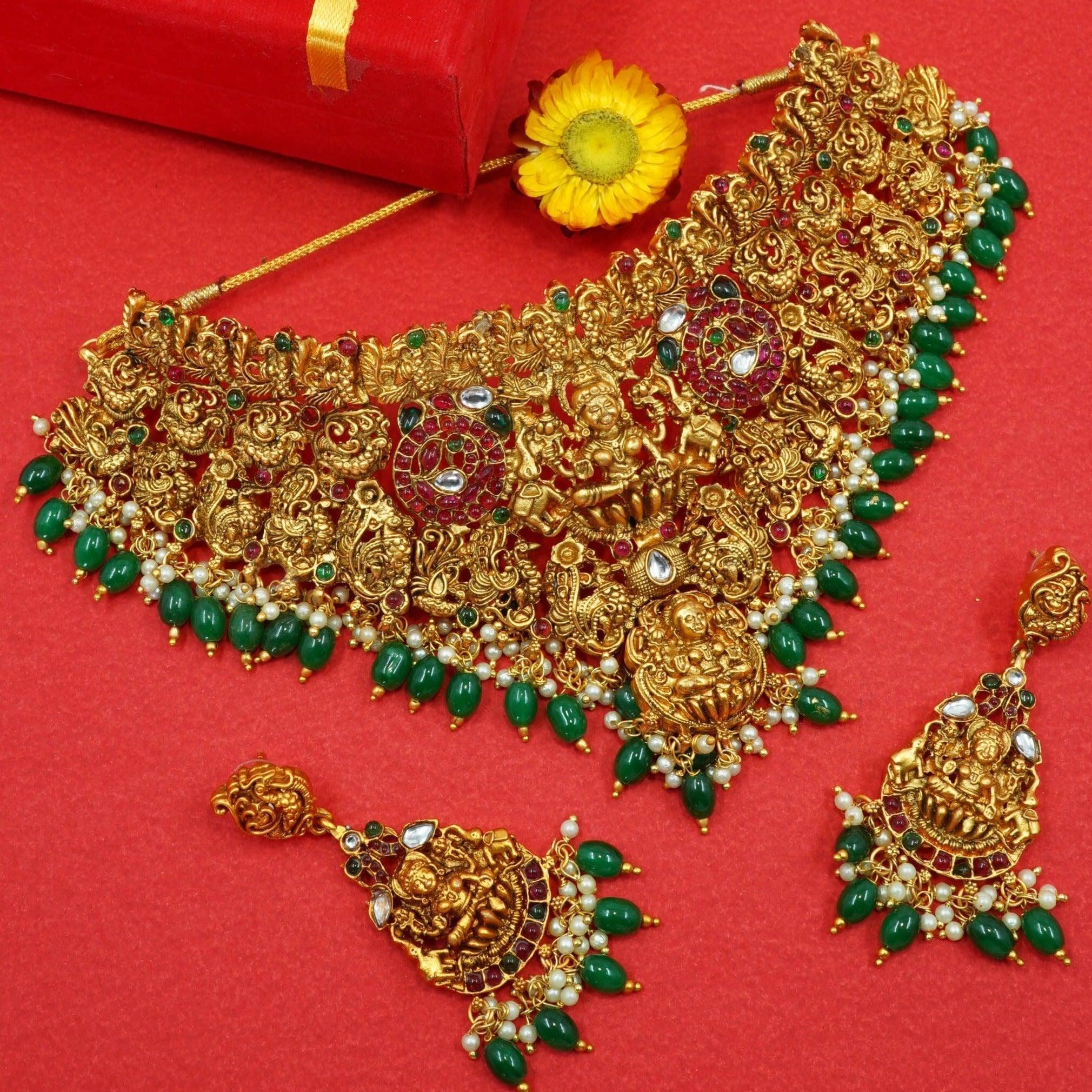 Laxmi Broad choker necklace set 8134N - Griiham