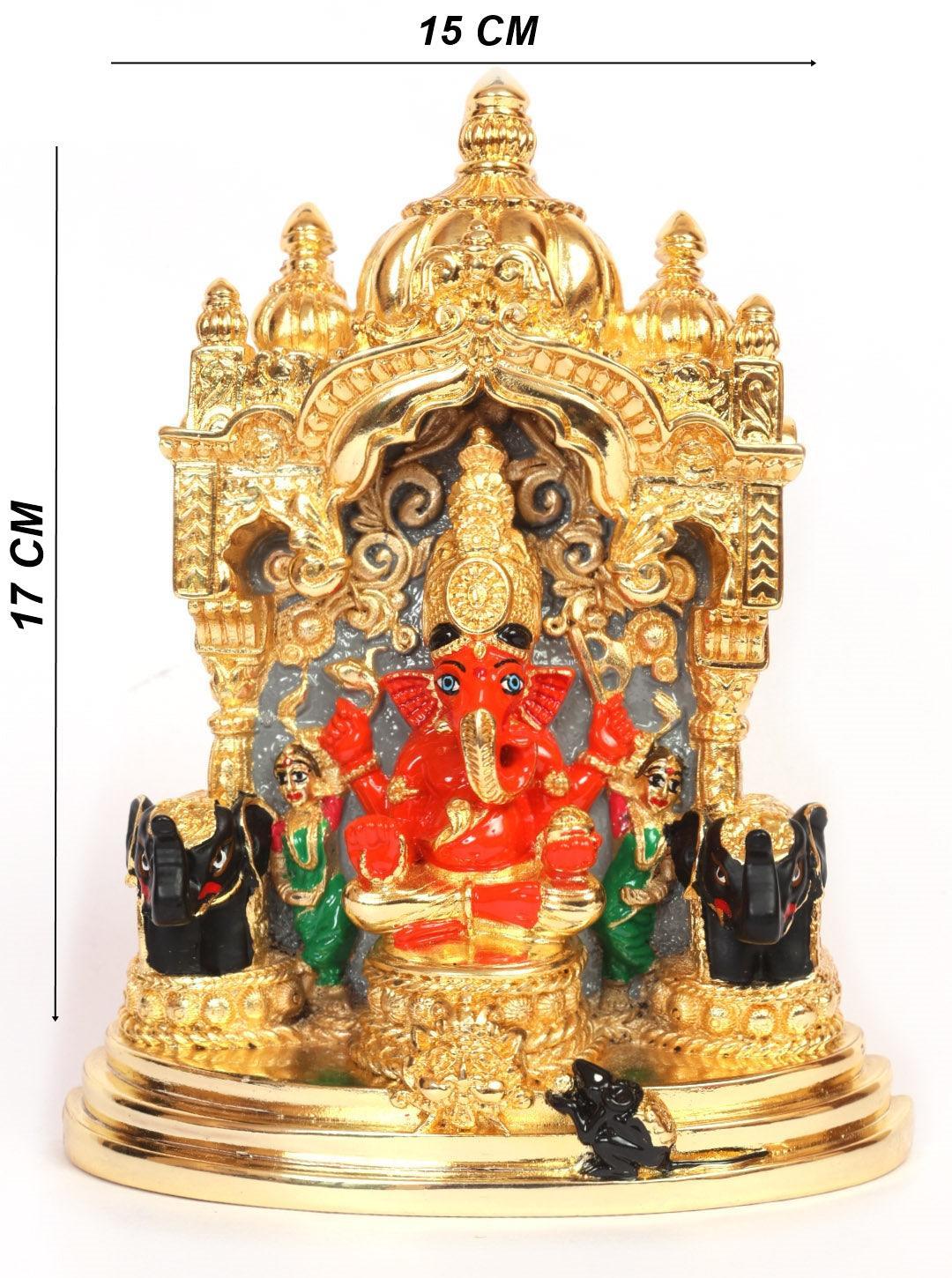 Laxmi Gold Plated Siddhivinayak in the temple exact temple image Marble idol 17cm Height - Griiham