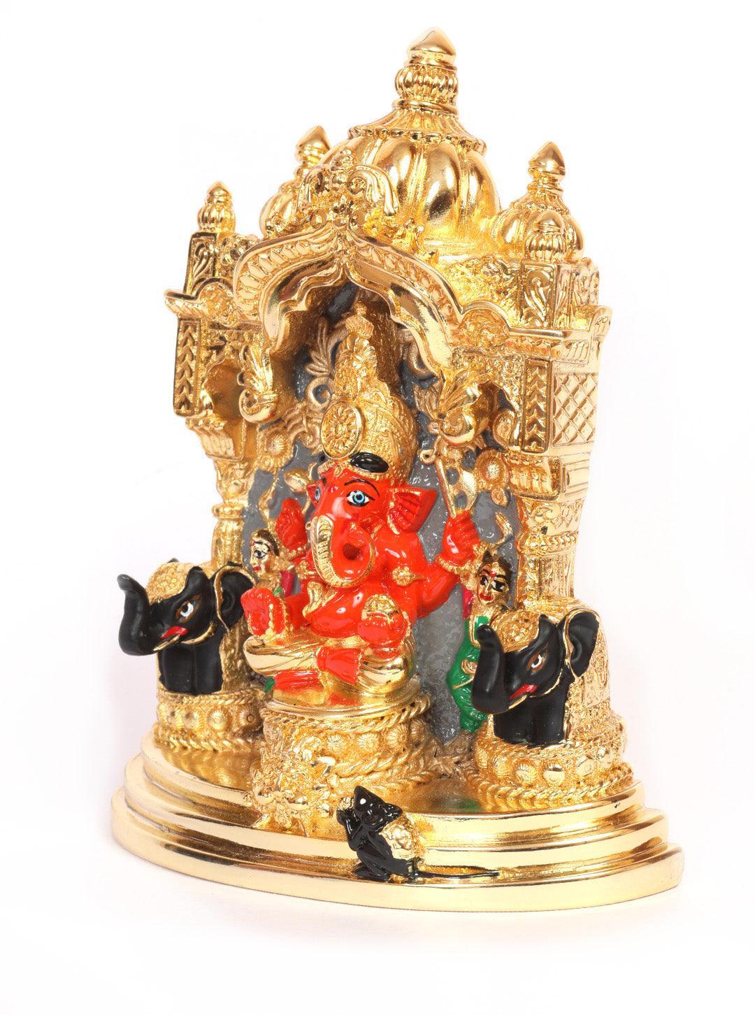 Laxmi Gold Plated Siddhivinayak in the temple exact temple image Marble idol 17cm Height - Griiham