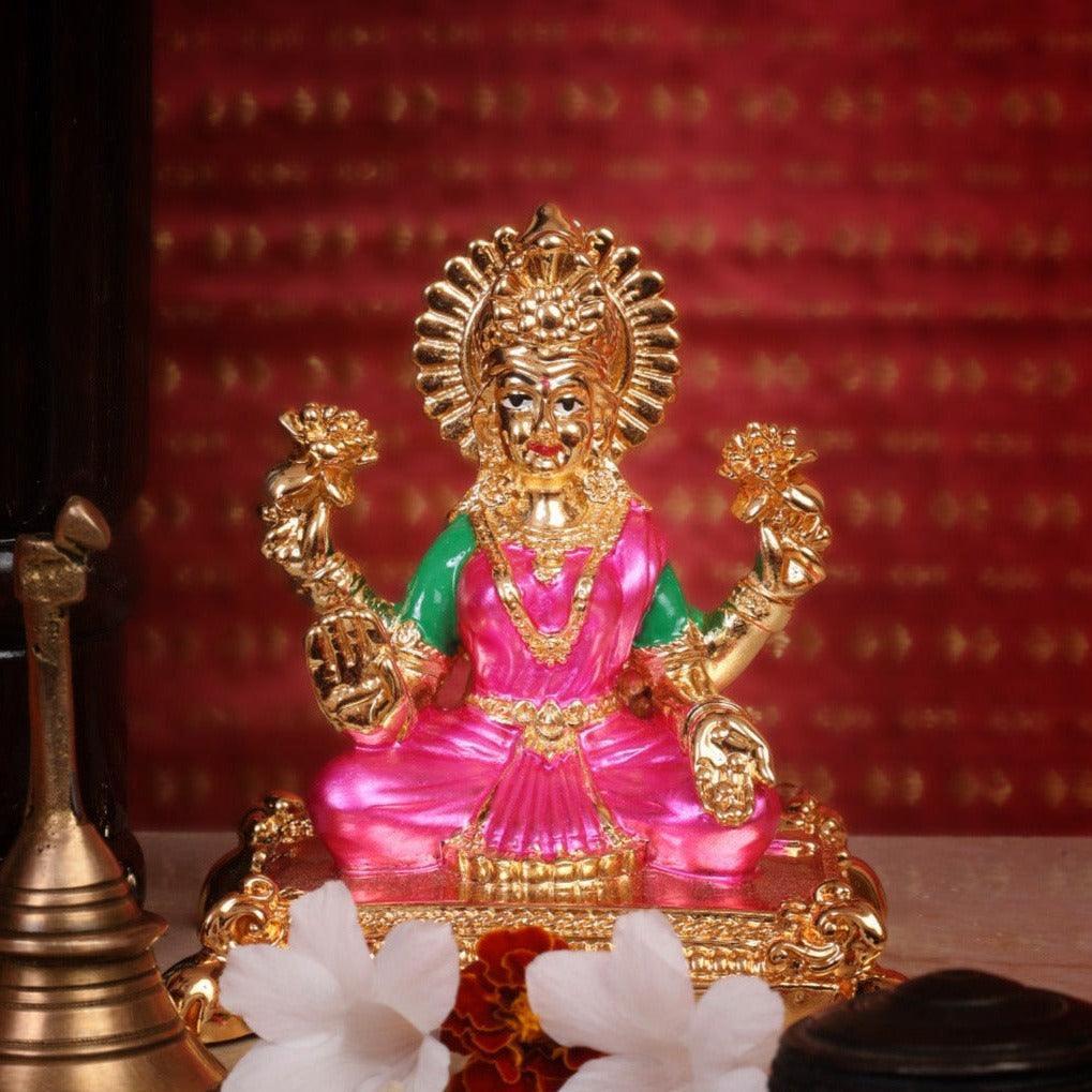 Laxmi Gold Plated charaspat Marble idol 11cm Height - Griiham