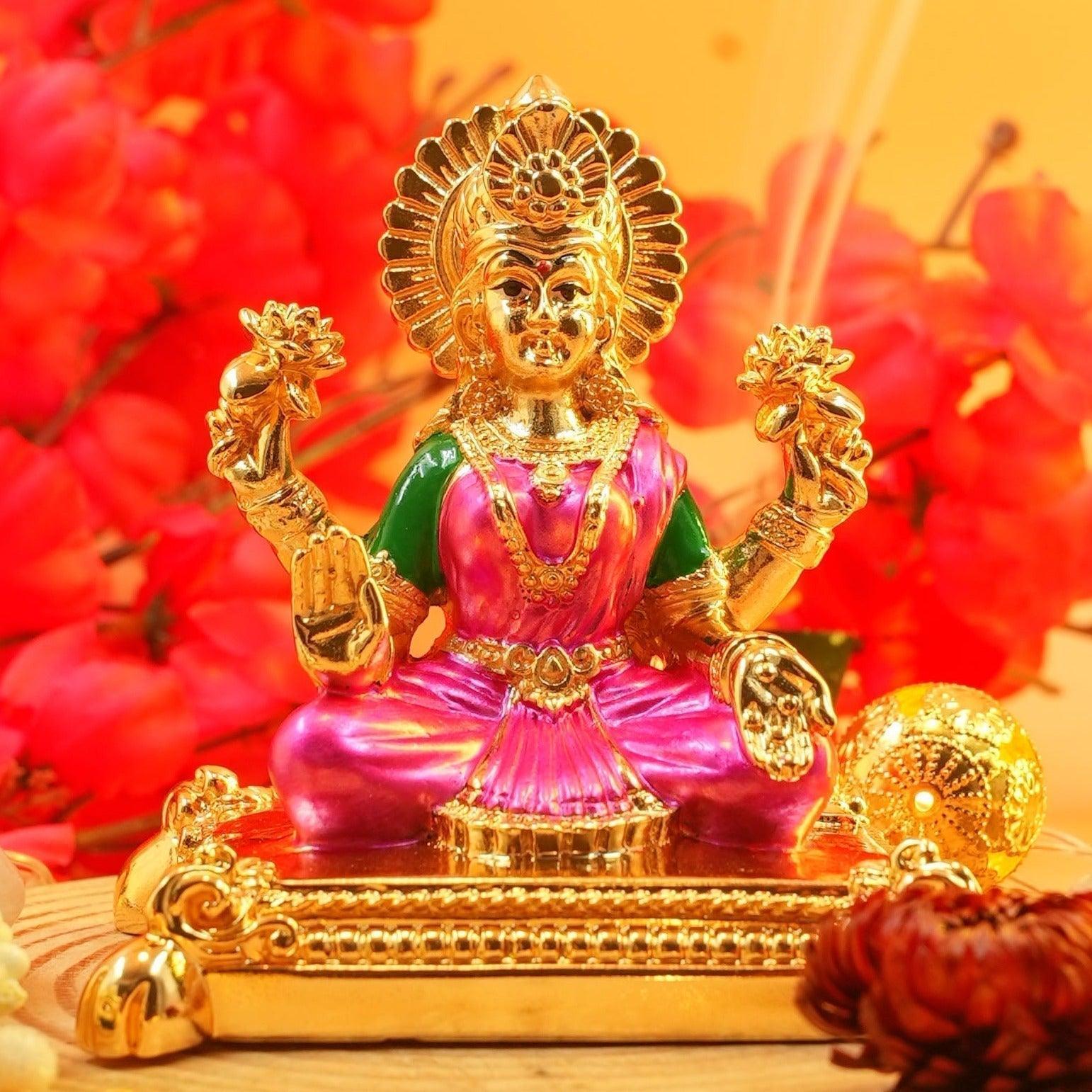 Laxmi Gold Plated charaspat Marble idol 11cm Height