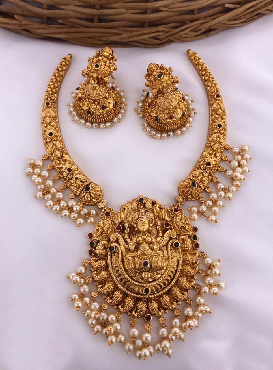 Laxmi design Necklace with pearls hanging Exclusive Designer Necklace 10126N - Griiham