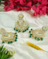 Light gold finish Earring/jhumka/Dangler with Mang Tikka 10789N - Griiham