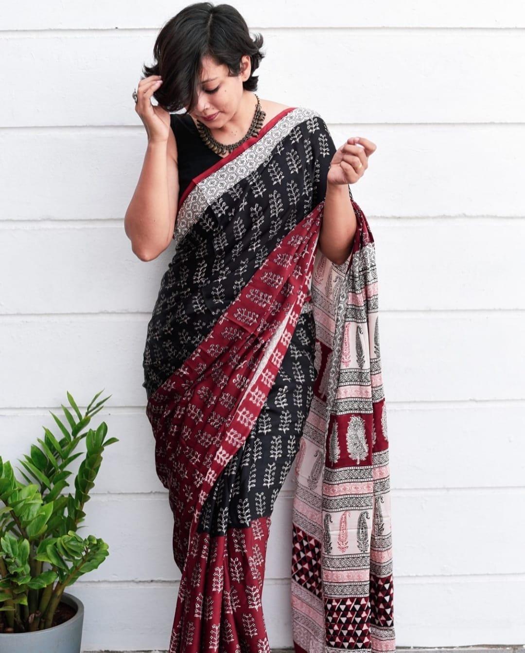 MONO COTTON DIGITAL PRINT SAREE 23629N - Griiham