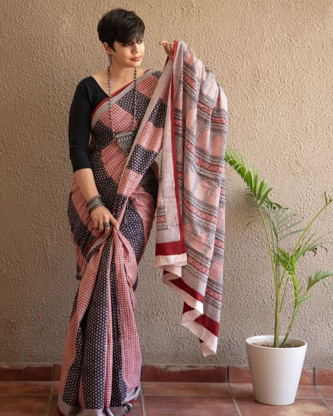 MONO COTTON DIGITAL PRINT SAREE 23629N - Griiham