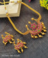 Matt Gold Finish Floral Multi Color Pendant Set