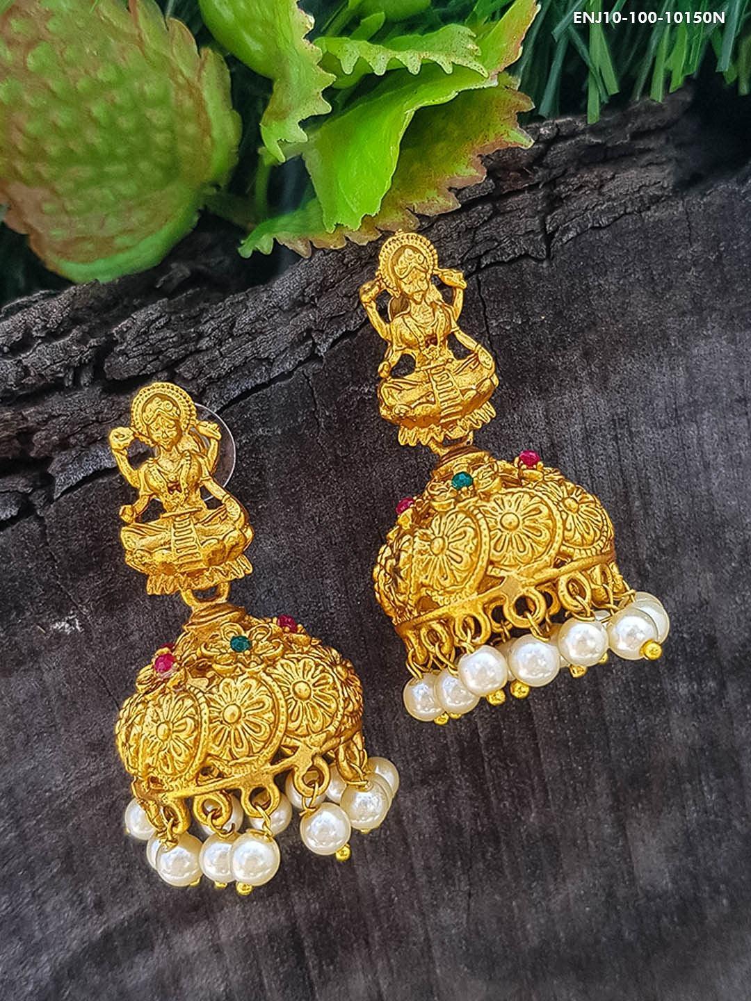 Matt Gold Plated traditional Jhumka / stud/ earrings 10150N - Griiham