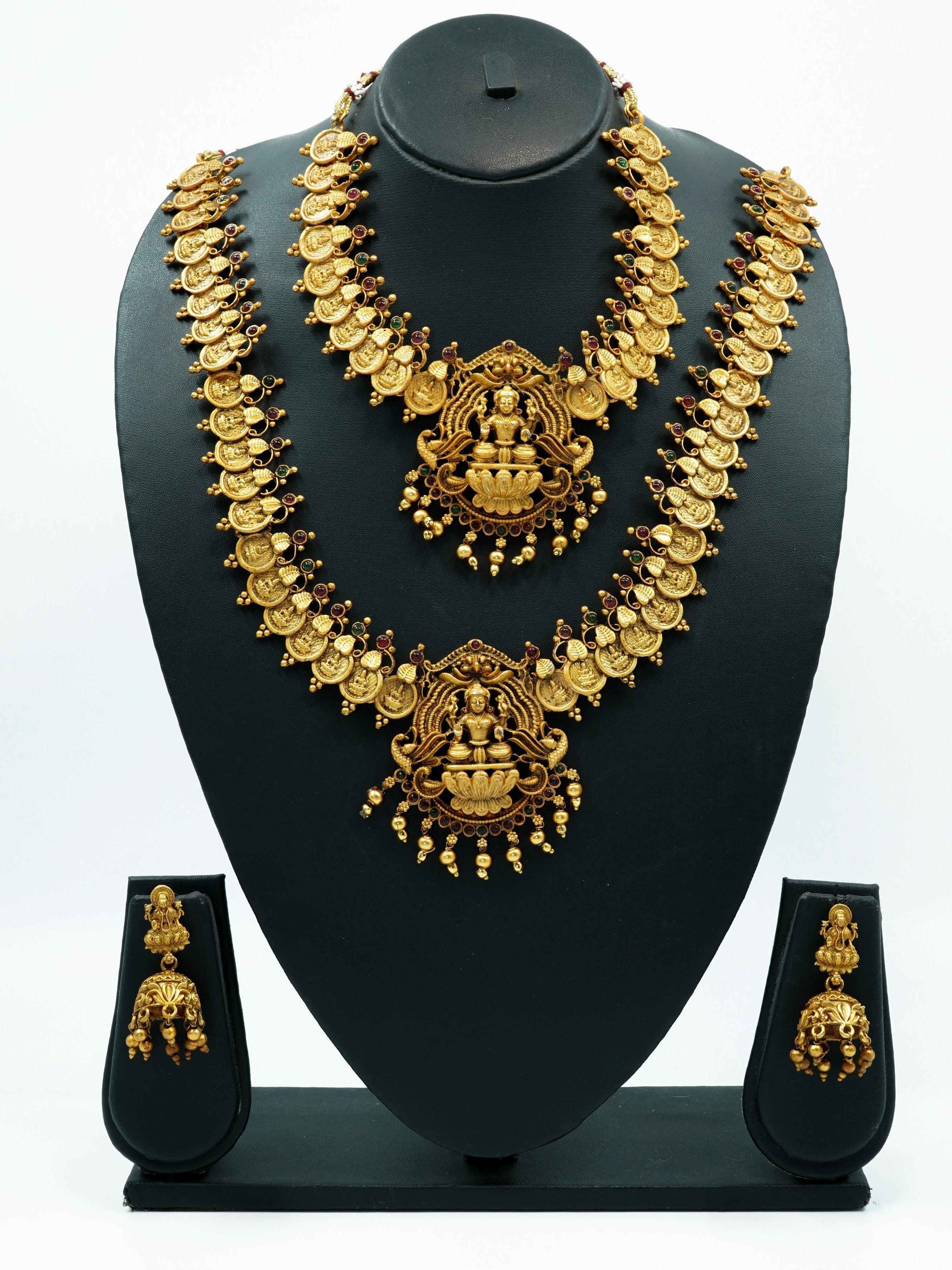 Matt Gold finish Laxmi necklace Combo set 10776N - Griiham