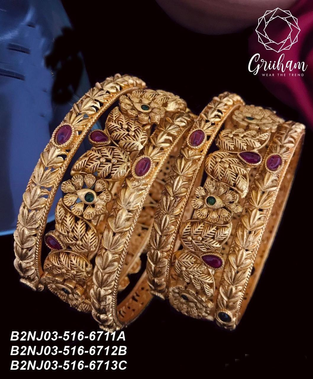 Matt finish Bangles Set of 6 bangles B2NJ03-516-6711A