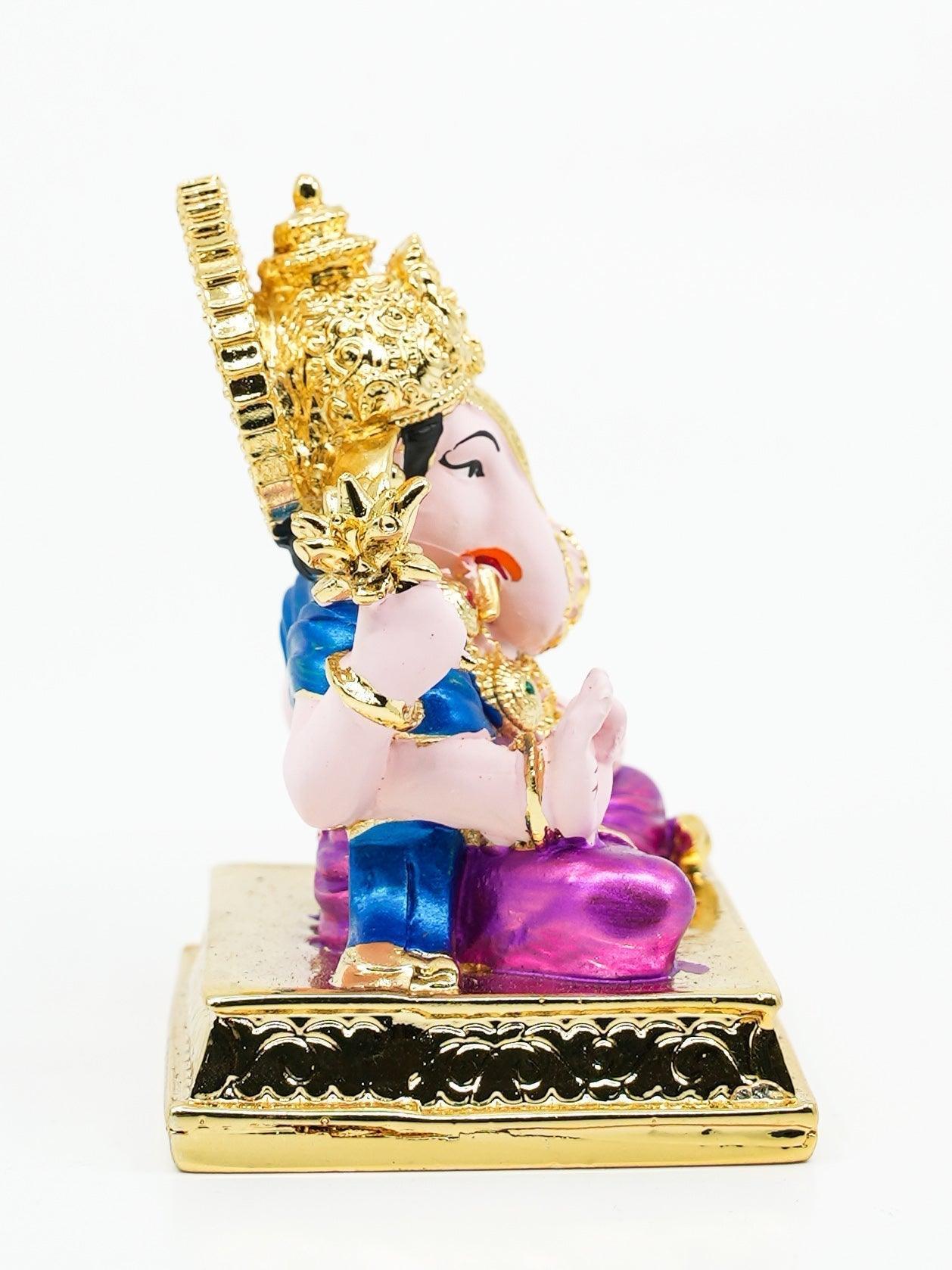 Matt goldPlated Ganesha marble idol 8cm Height - Griiham