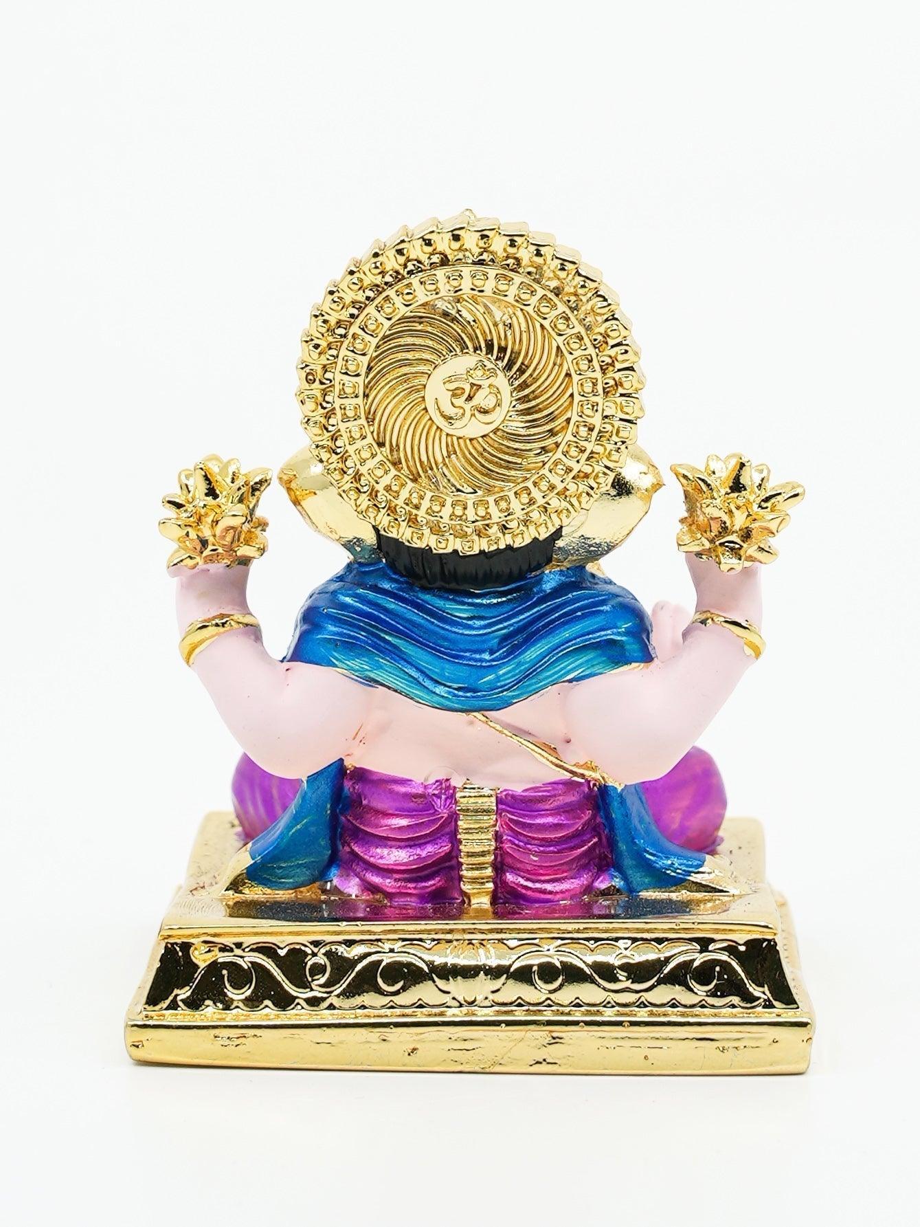 Matt goldPlated Ganesha marble idol 8cm Height - Griiham