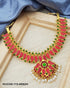 Micro Gold Plated Green Meena nagapadam Bharat Natyam Necklace Sets