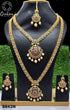 Micro Gold Plated Sayara Collection Necklace Set Combo (Long+short) with Mang Tikka 8842N-Necklace Set-Griiham-Griiham