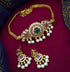 Micro Gold Polish Cute Half Choker set with Real AD Multicolour stones 4741N