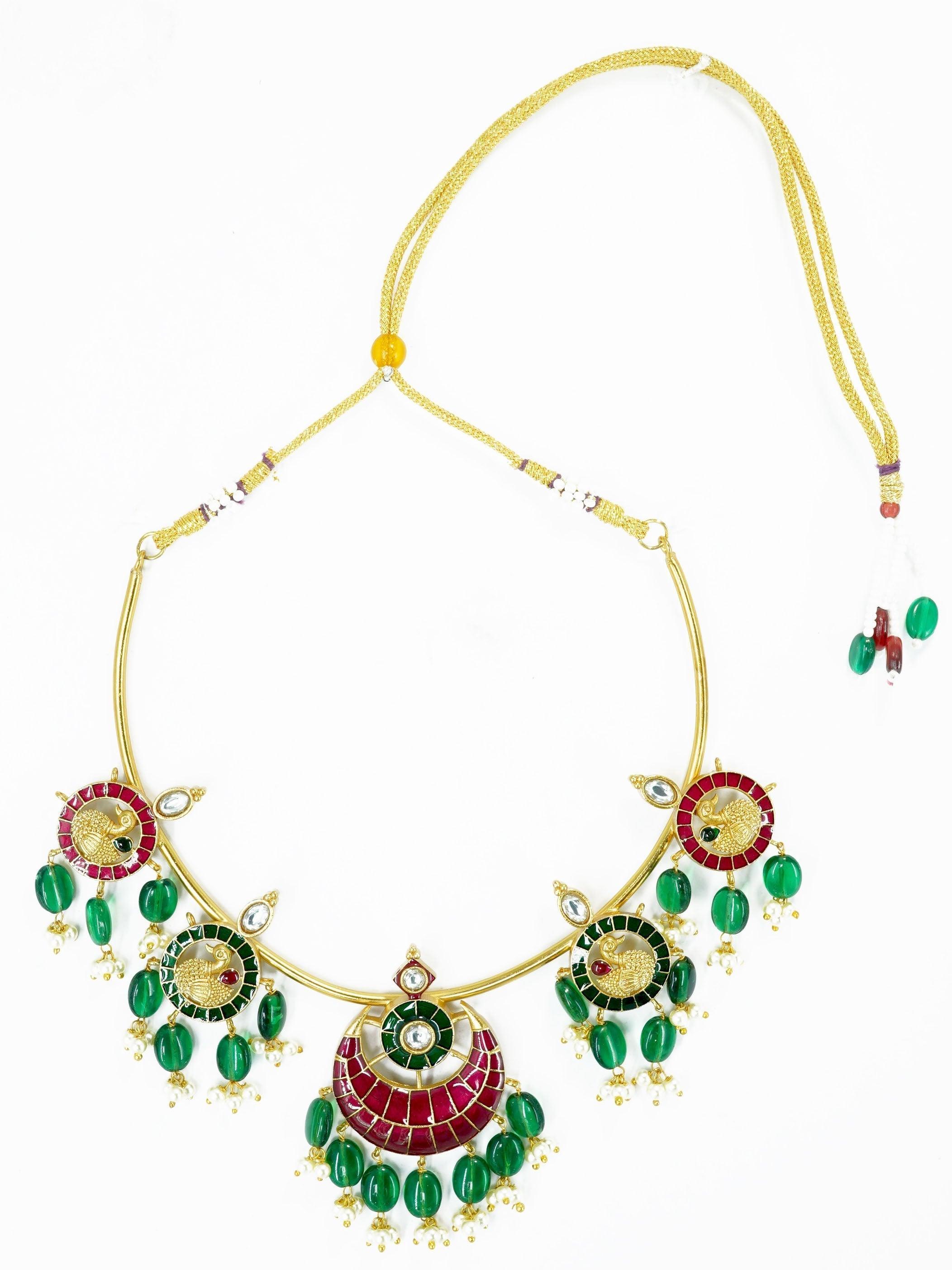 MicroGold Plated Classic Meenakari with kundan Necklace set 10417N - Griiham