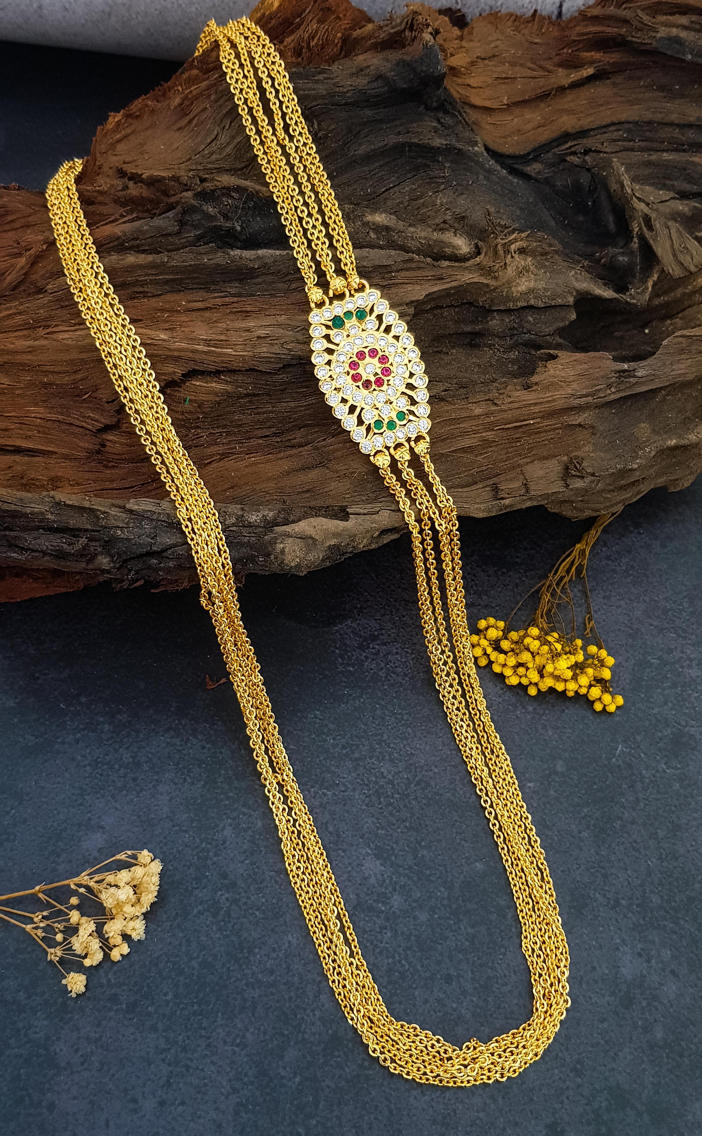 Microgold Plated 6 Layer CZ Mopu Chain