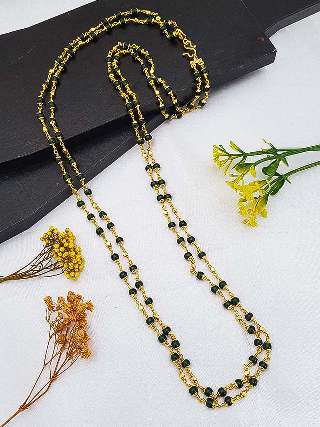 Microgold Plated Black Beed Chains Mangalsutra