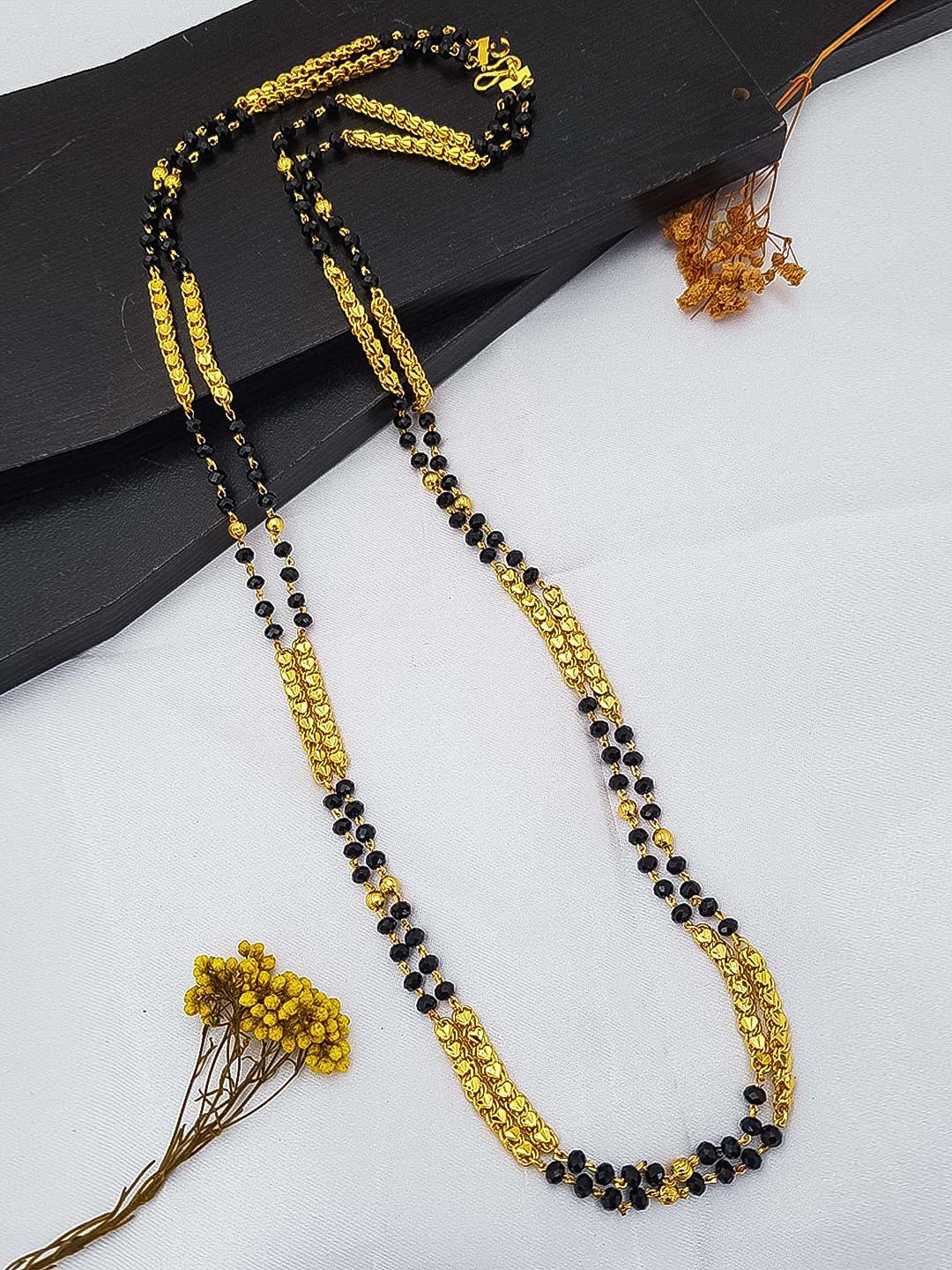 Microgold Plated Black Beed Chains Mangalsutra