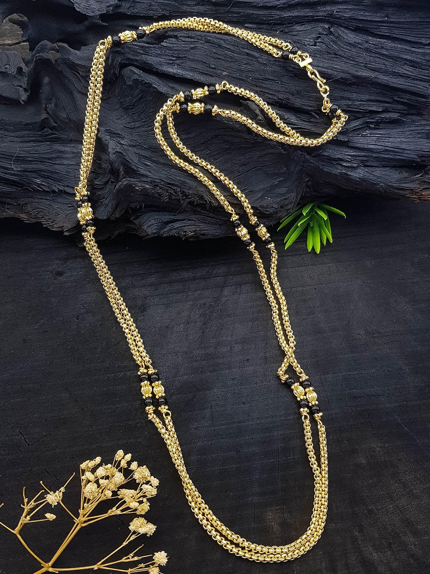 Microgold Plated Black bead Mangalya Chain