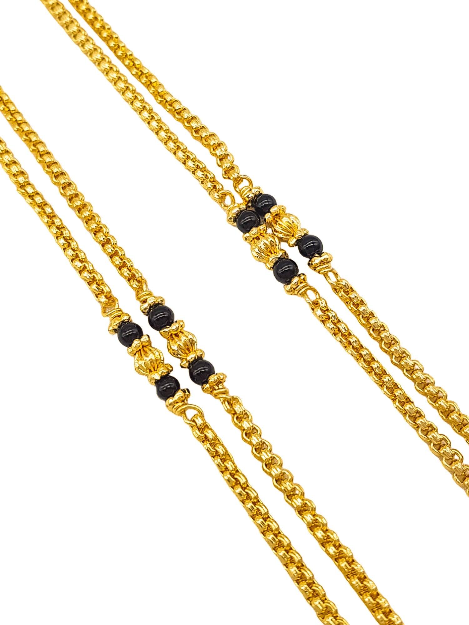 Microgold Plated Black bead Mangalya Chain