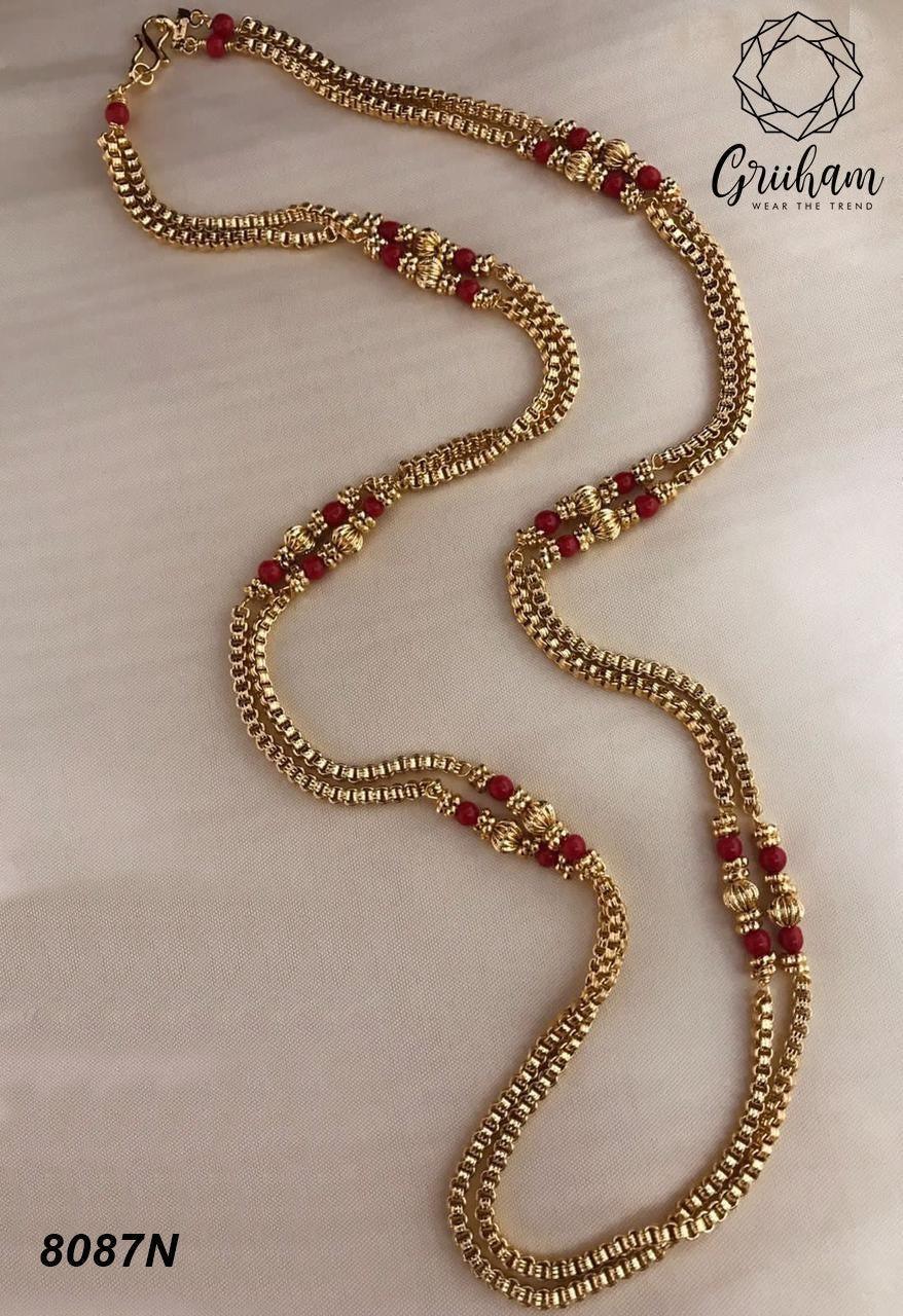 Microgold Plated Coral Mangalya Chain