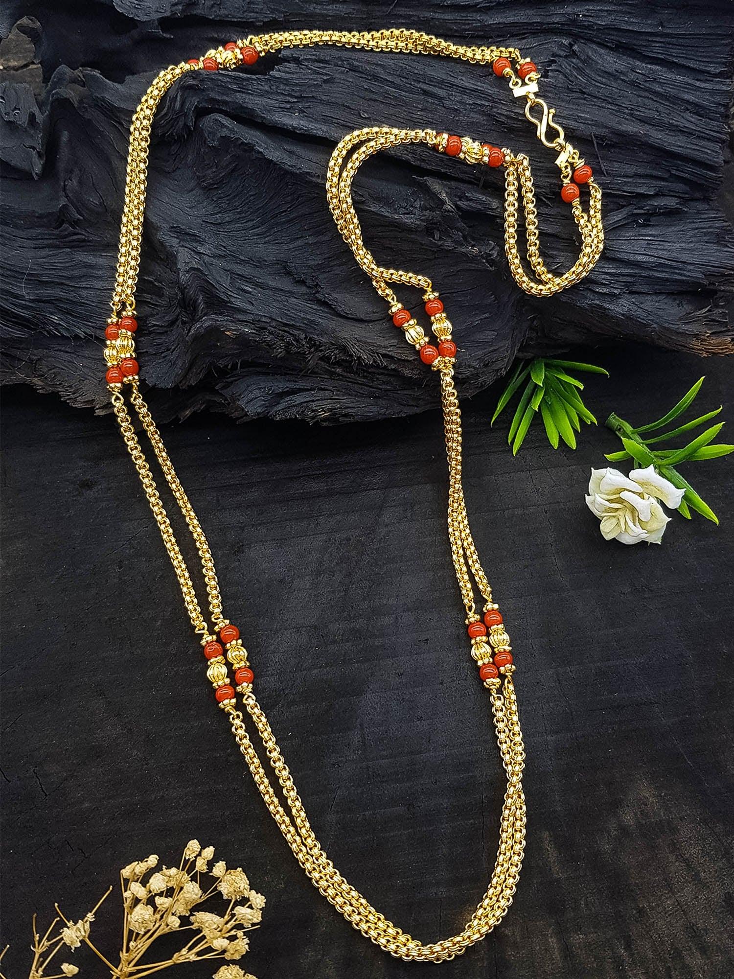 Microgold Plated Double Line 30inches Coral Mangalya Chain