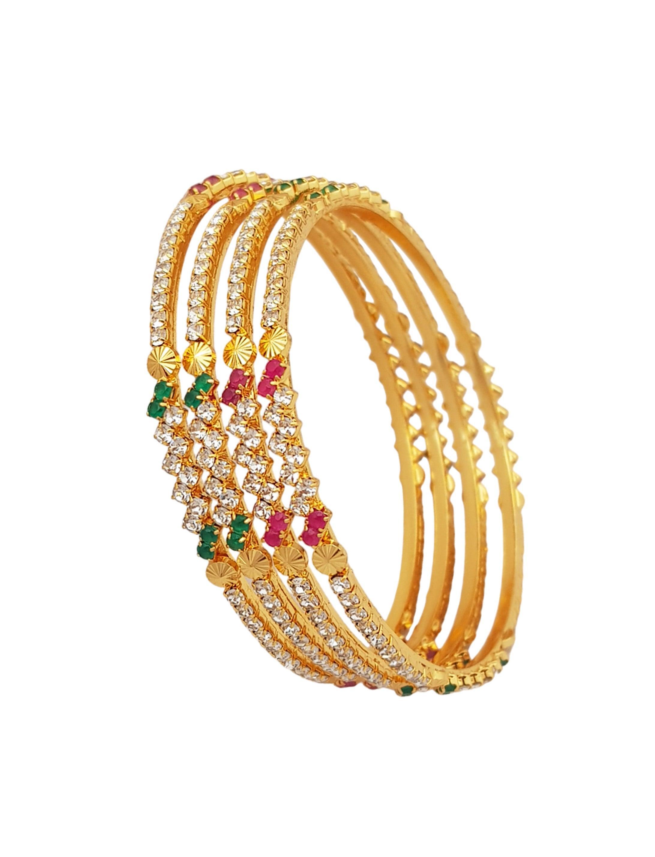 Microgold Plated Set of 4 CZ Bangles - Griiham