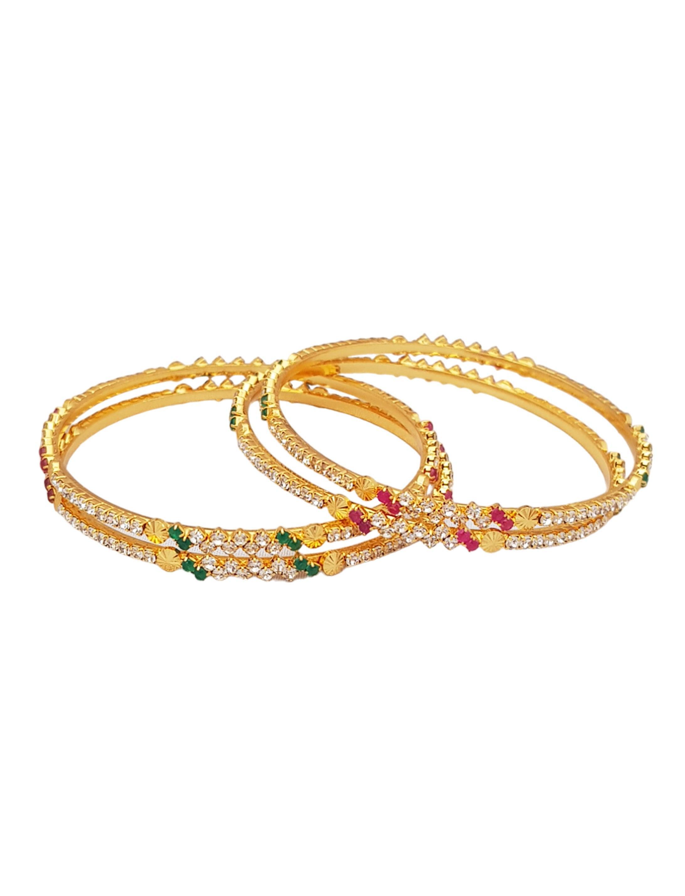 Microgold Plated Set of 4 CZ Bangles - Griiham