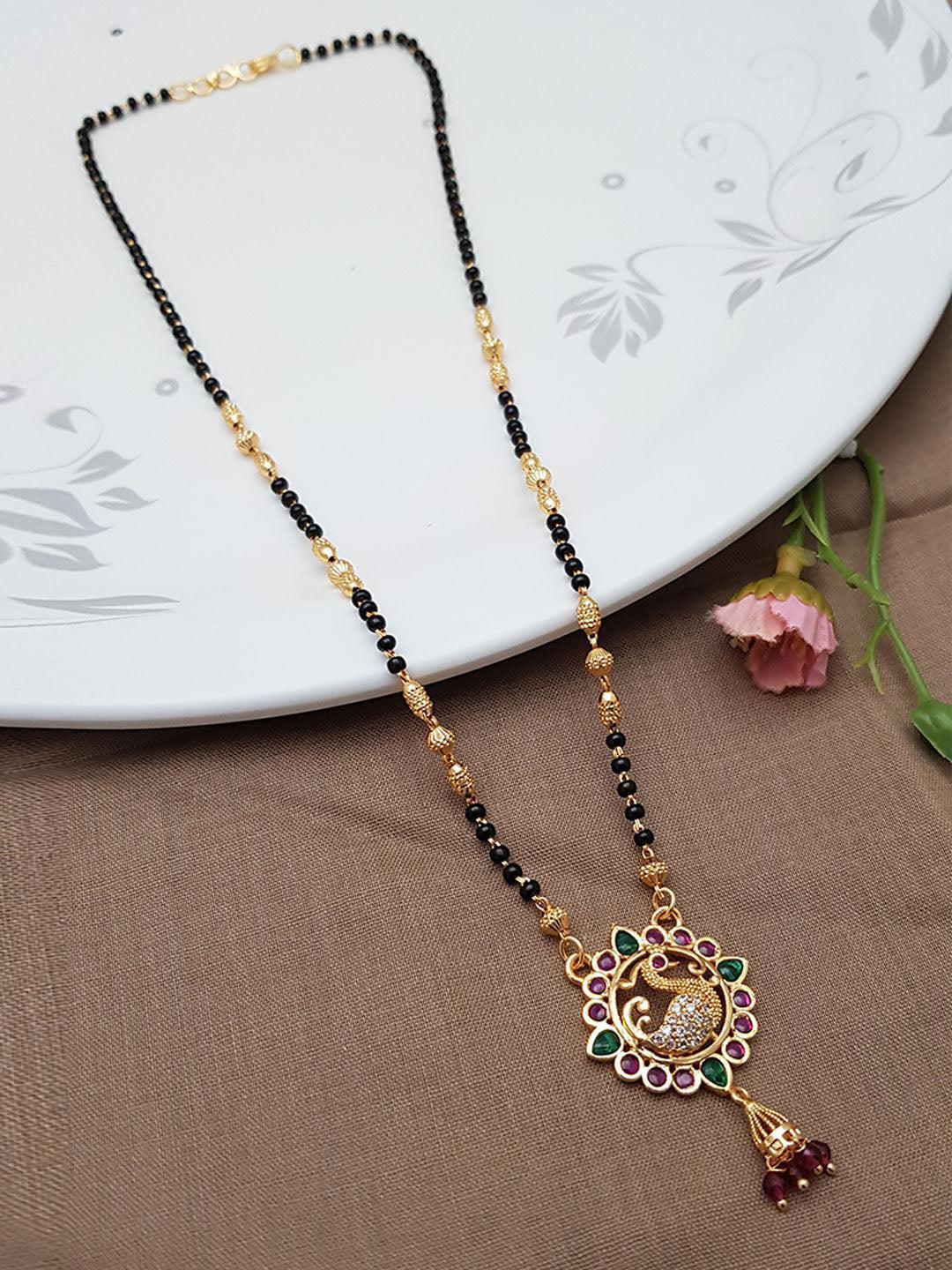 Microgold plated Black bead Managalsutram Mangalya chain 21 inches