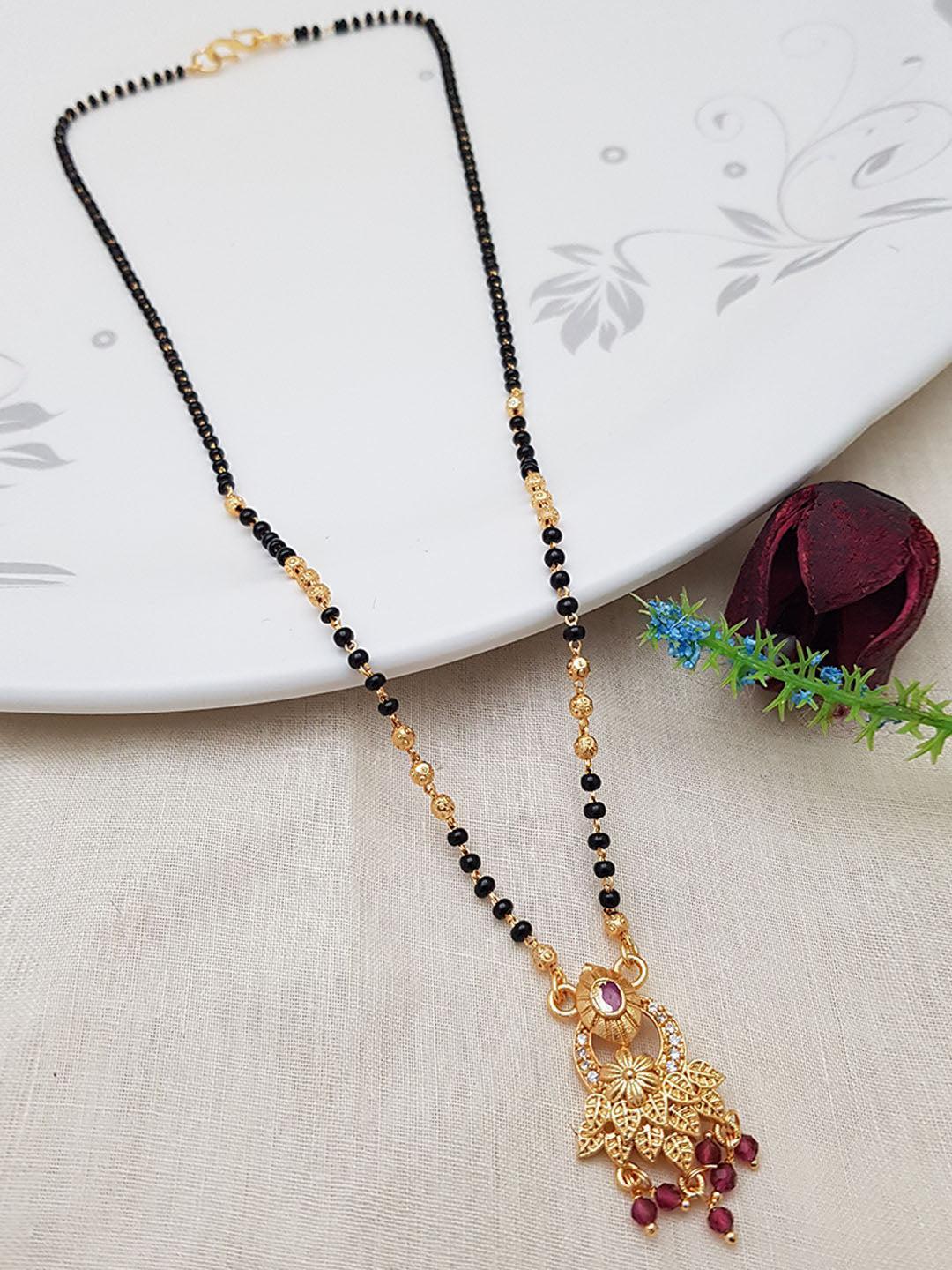 Microgold plated Black bead Managalsutram Mangalya chain 21 inches