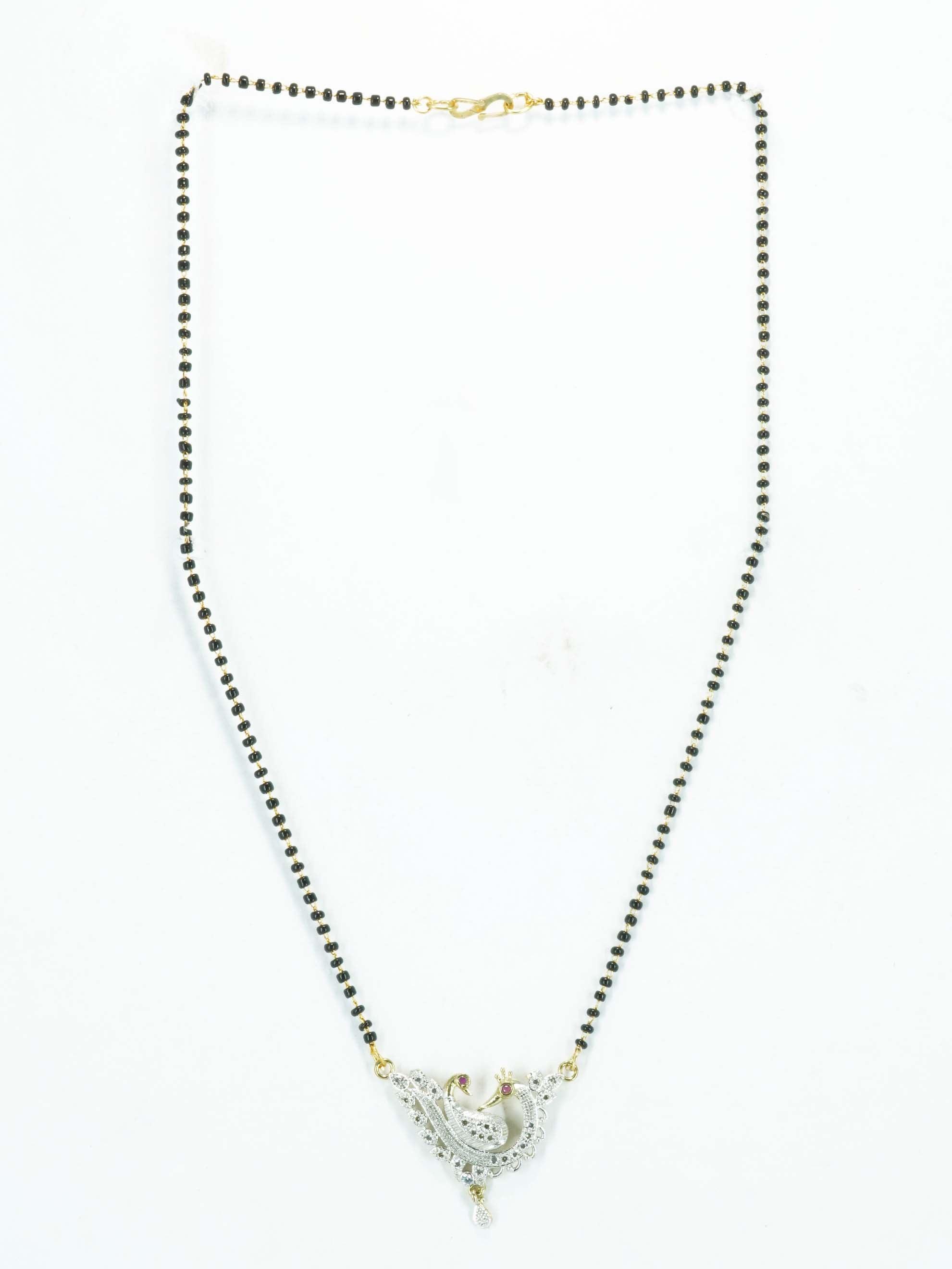 Microgold plating Black bead Managalsutram Mangalya chain 18 inches - Griiham