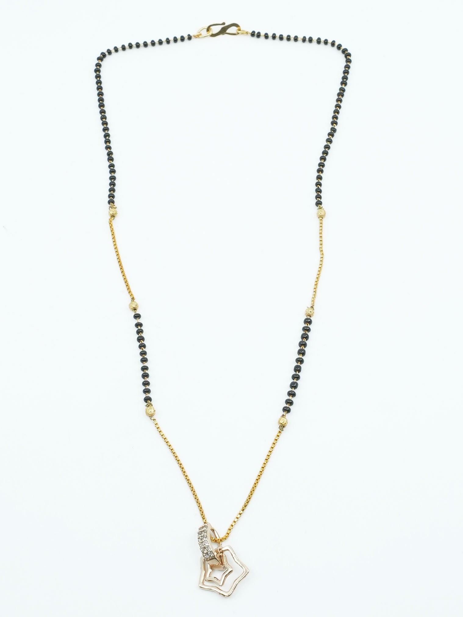 Microgold plating Black bead Managalsutram Mangalya chain 18 inches - Griiham