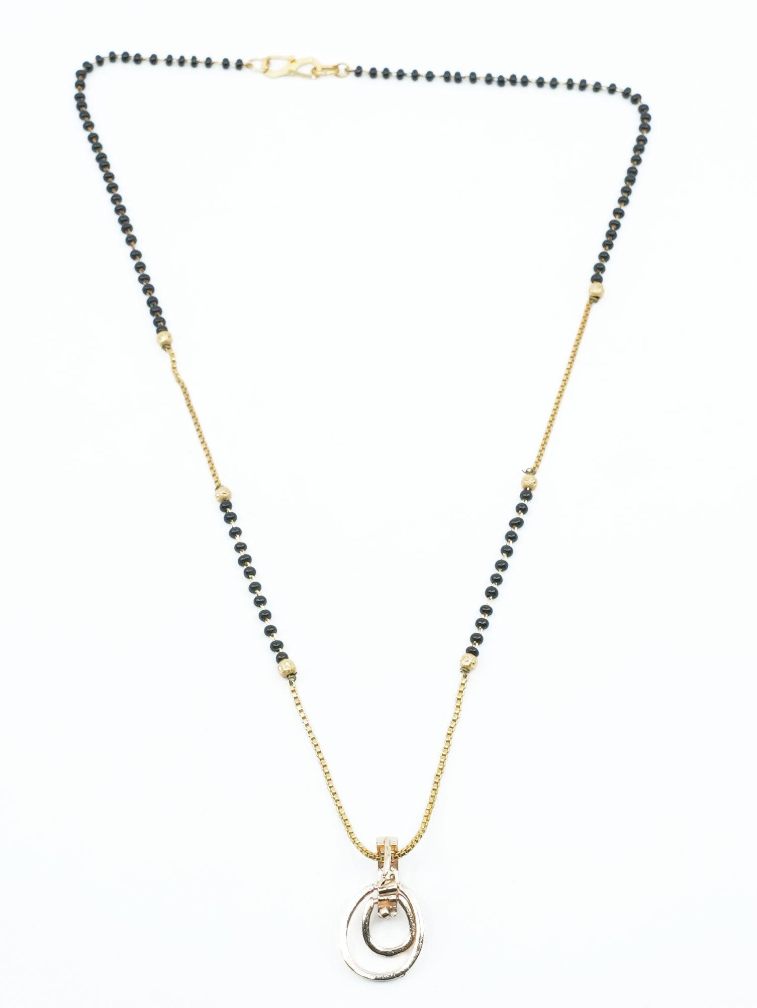 Microgold plating Black bead Managalsutram Mangalya chain 18 inches - Griiham