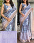 Muslin mono-cotton saree with running blouse 22295N - Griiham