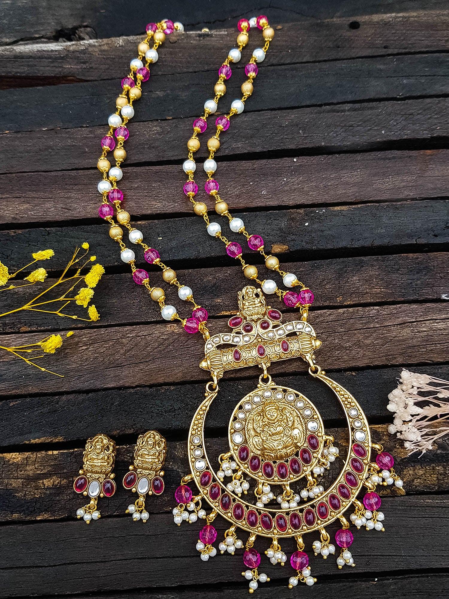 Premium Gold Finish Necklace Set chandbali