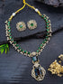 Victorian polish Ambani inspired emerald necklace set chain with Monalisa stone 24020N