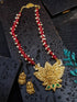 Gold Plated Lotus design Reversible Necklace Set with Stone Mala