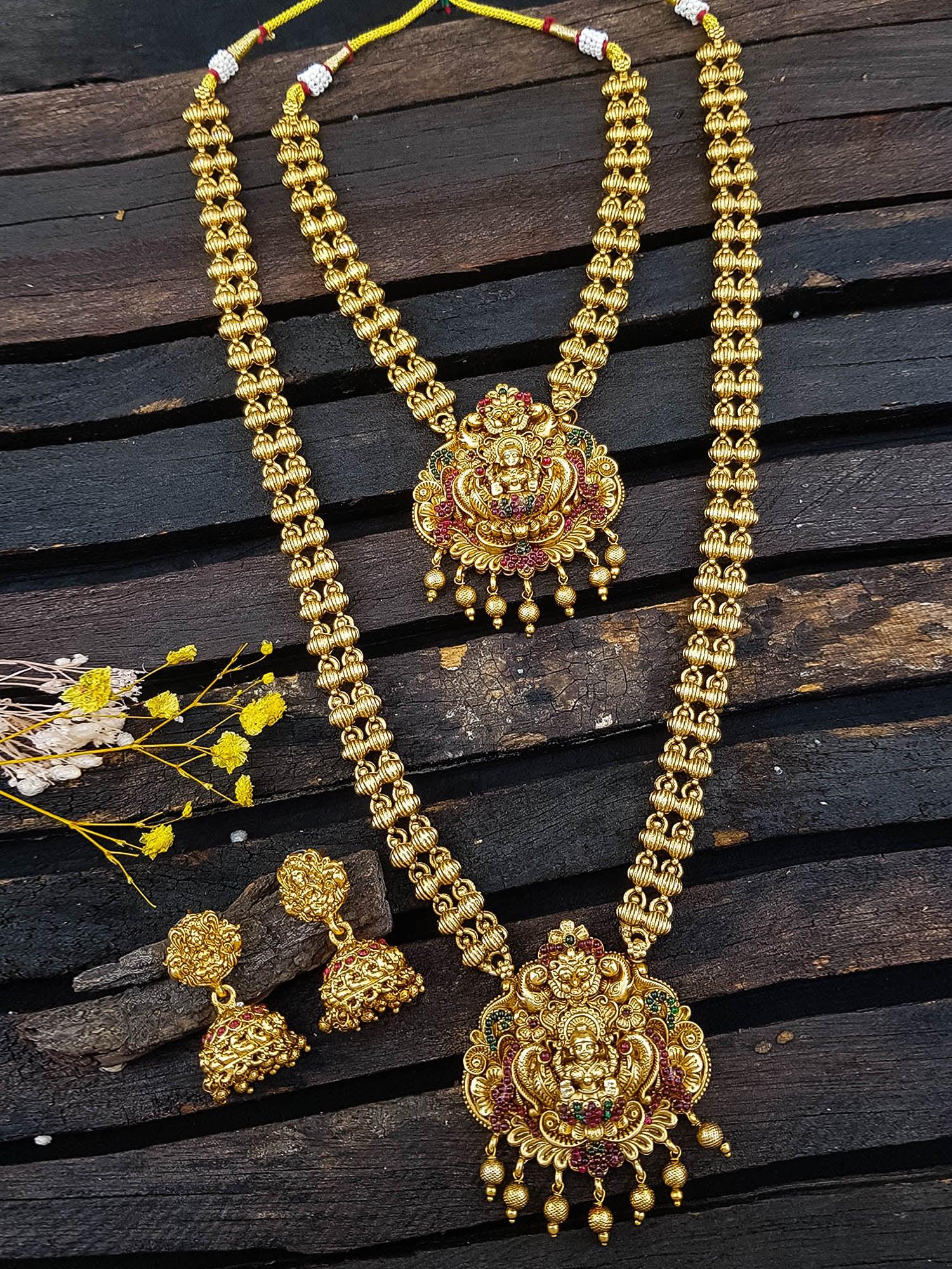 Antique Premium Gold finish Laxmi necklace Combo set