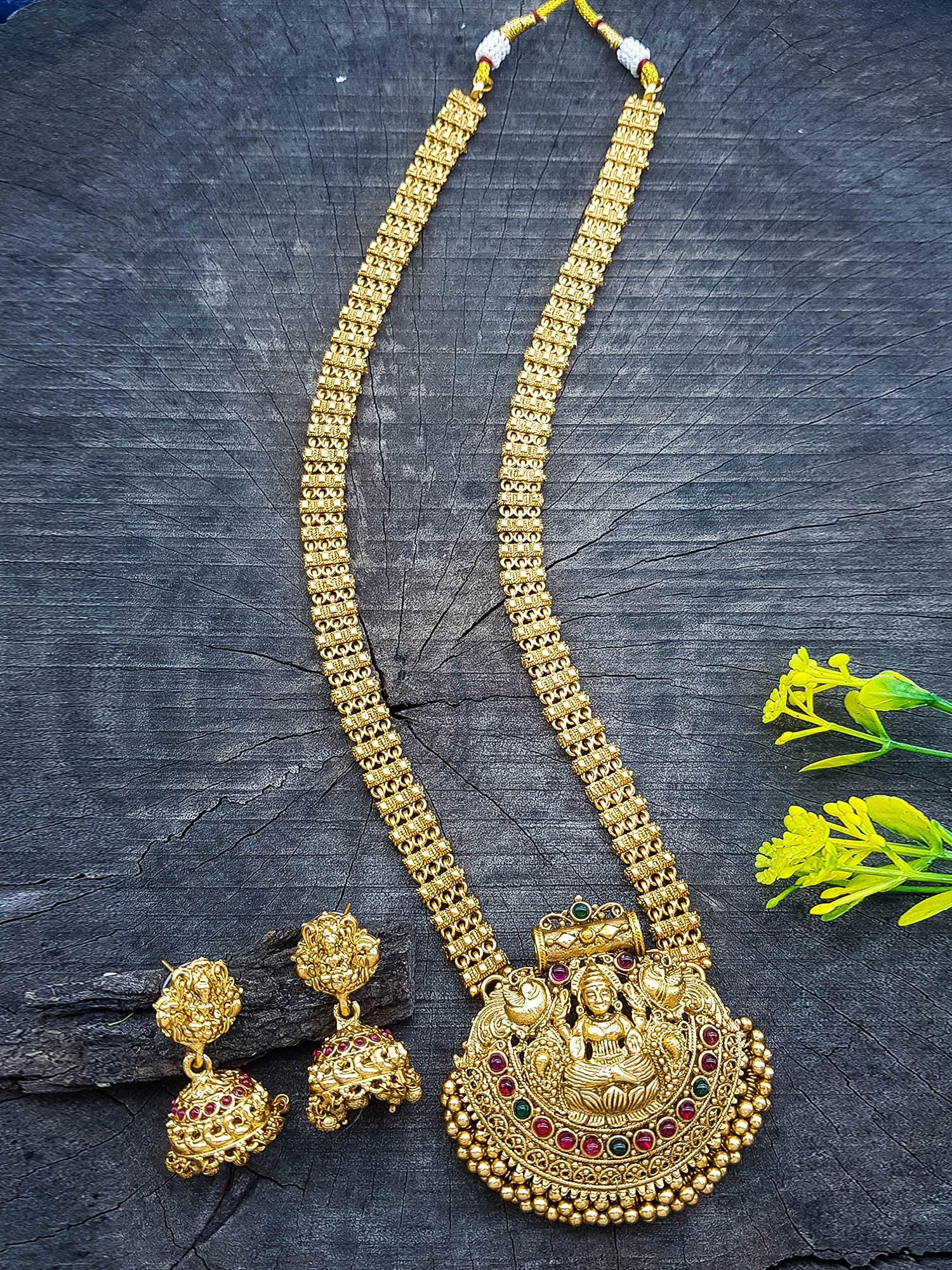 Premium Antique Lakshmi Long Necklace Set