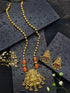 Gold Plated Long Necklace Set in coral