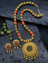 Gold Plated In Coral Beads Long Necklace Set