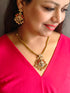 Premium Quality Gold Plated Long Necklace Set in coral