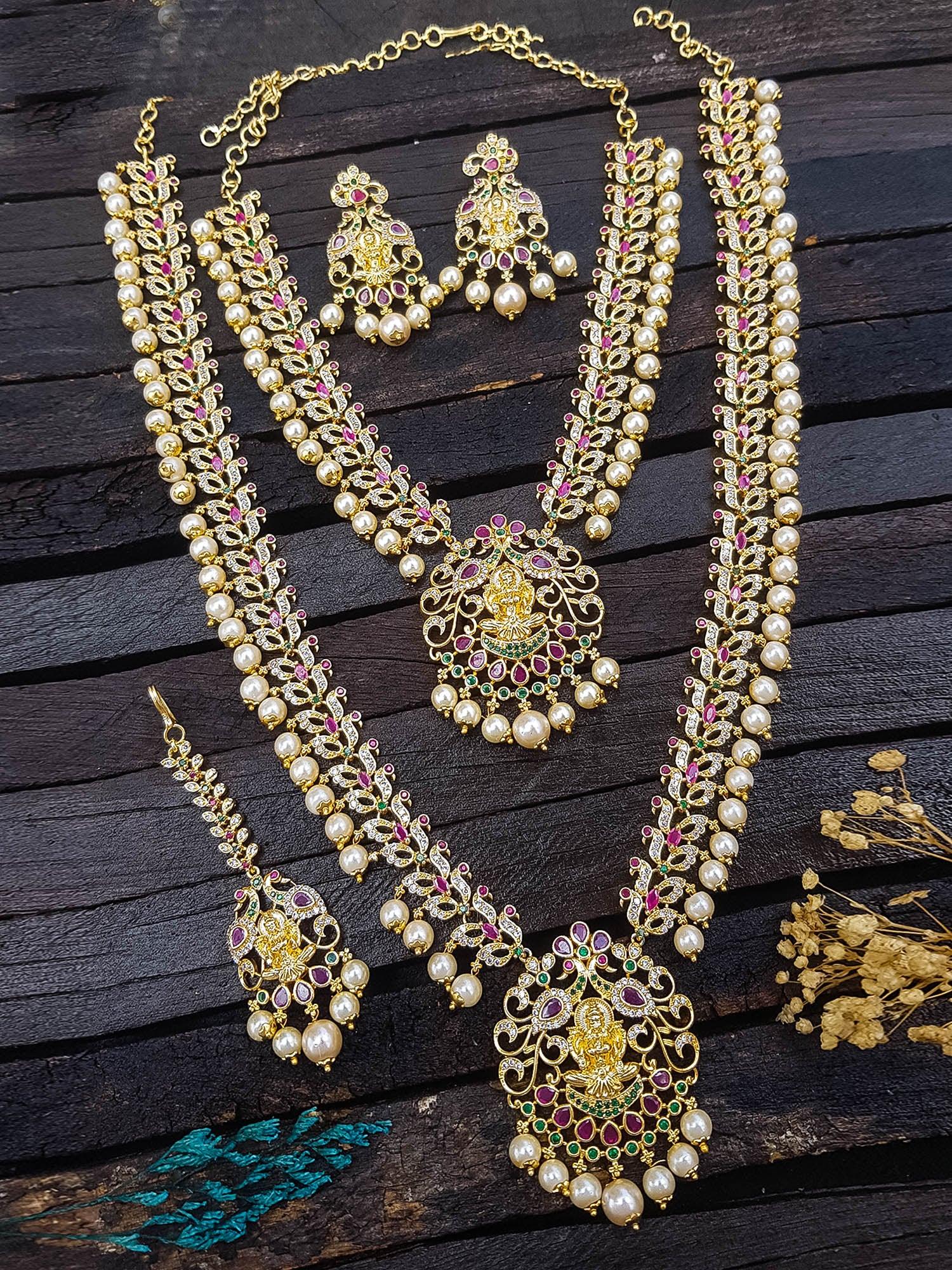 Premium Gold Plated CZ Necklace Set