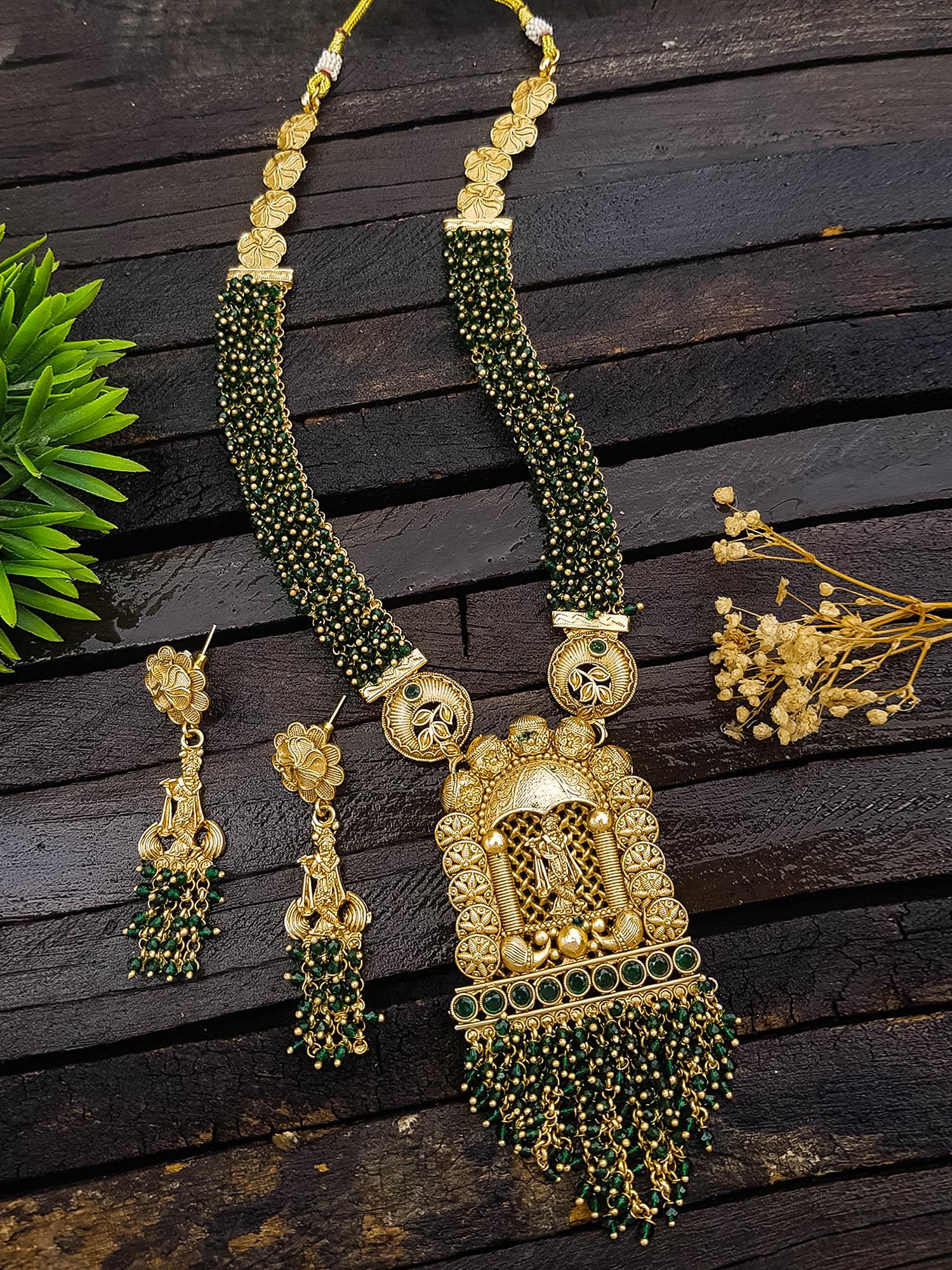 Premium Gold Plated Designer Krishna Murari Necklace Set