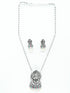 Oxidised Silver Finish Laxmi 3D pendant Set - Griiham